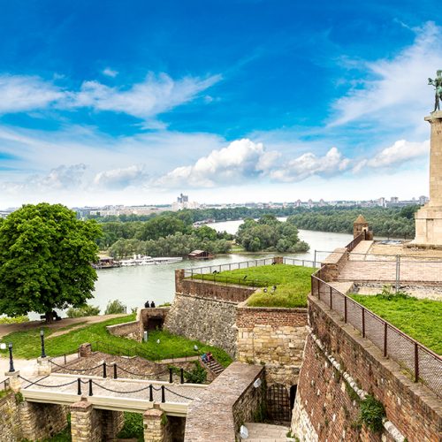 The Pobednik monument and fortress Kalemegdan in Belgrade, Serbia in a beautiful summer day